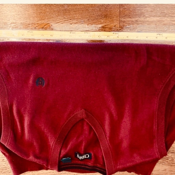 Chaps Men Sweater Vest Burgundy V Neck Pullover Cotton Knit Size XL - Picture 6 of 7